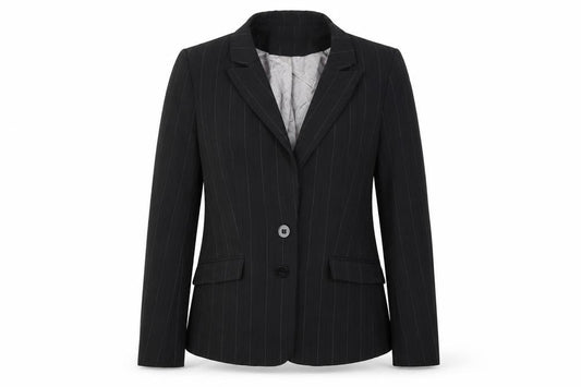 Collection Womens Black Striped  Jacket Blazer Size 14