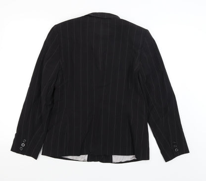 Collection Womens Black Striped  Jacket Blazer Size 14
