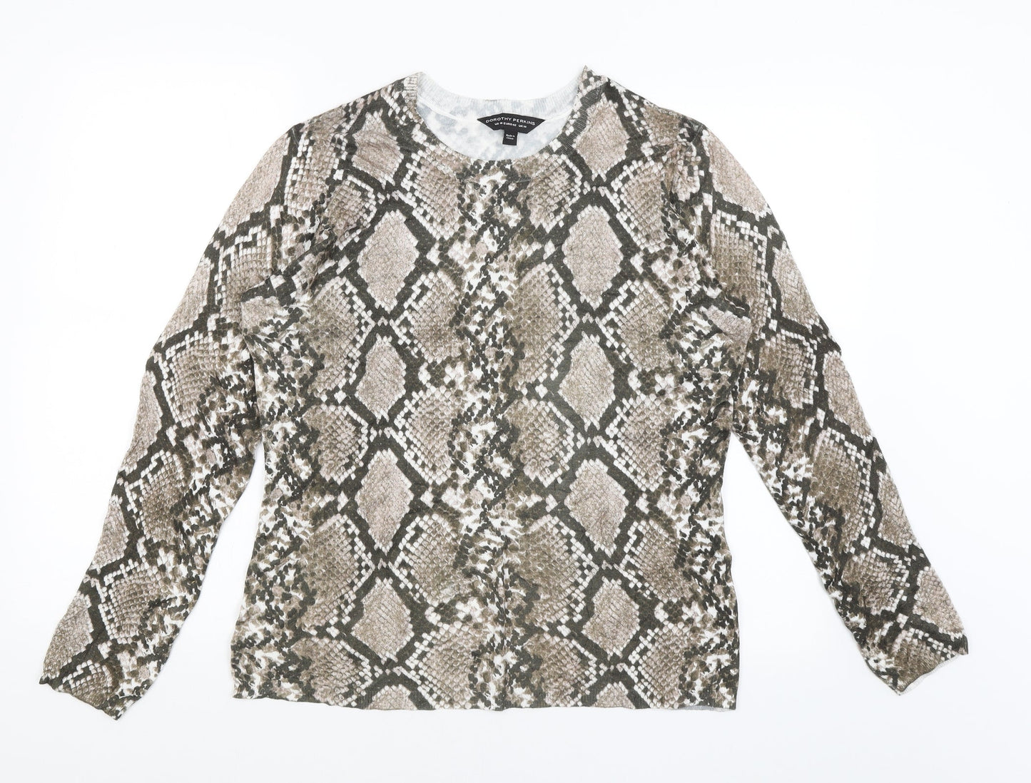 Dorothy Perkins Womens Brown Animal Print  Basic T-Shirt Size 14