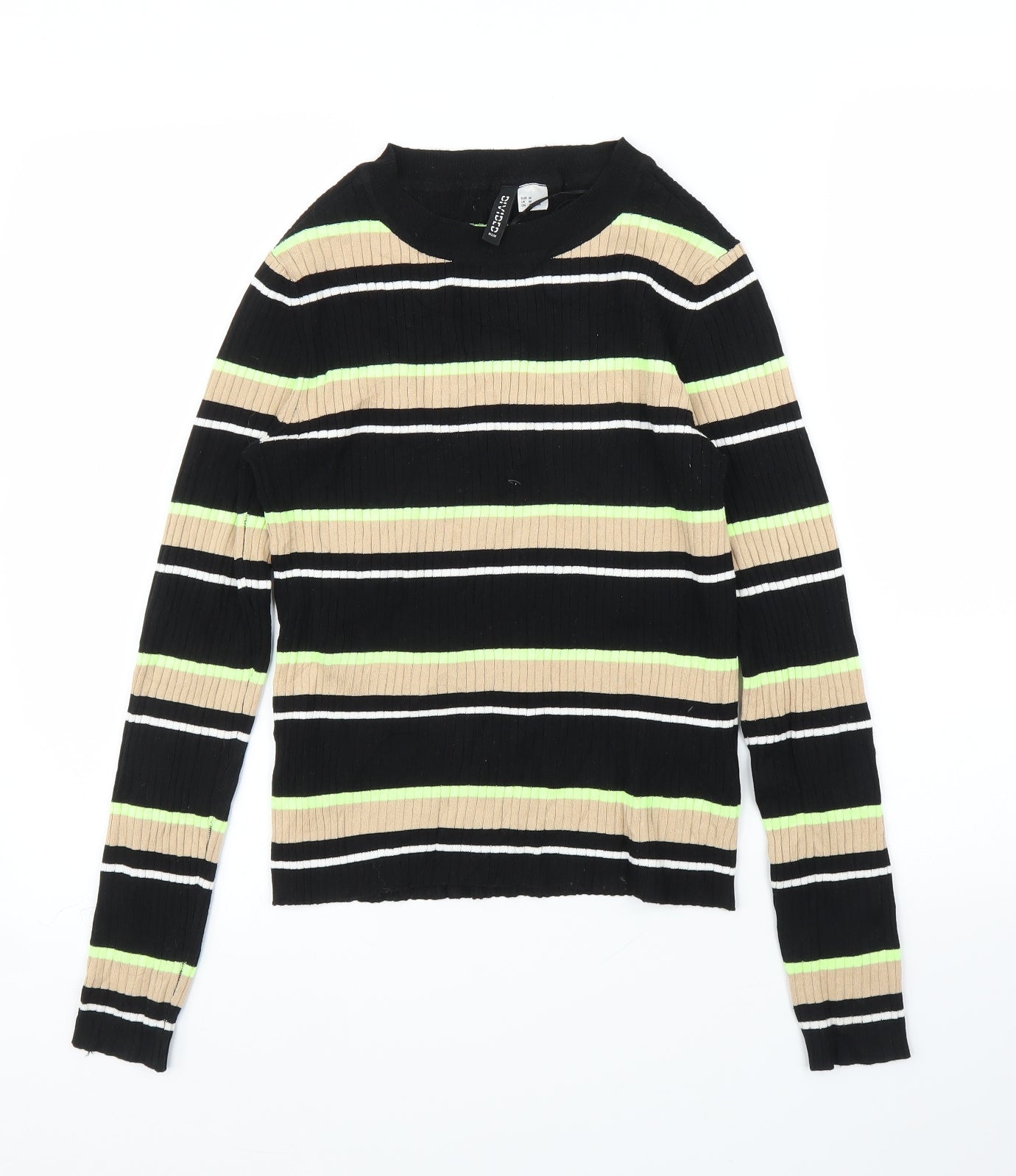 H&M Womens Black Striped  Pullover Jumper Size M