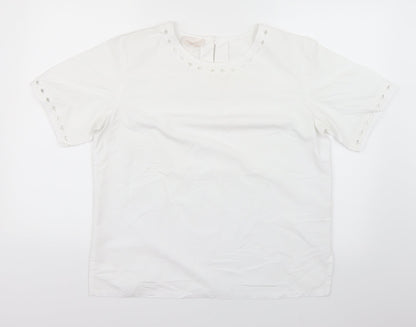 Daxon Womens White   Basic T-Shirt Size 14