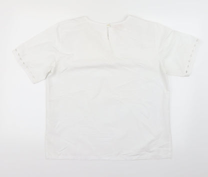 Daxon Womens White   Basic T-Shirt Size 14