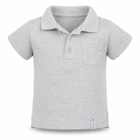 Front view of F&F boys’ grey basic polo, size 3-6, months