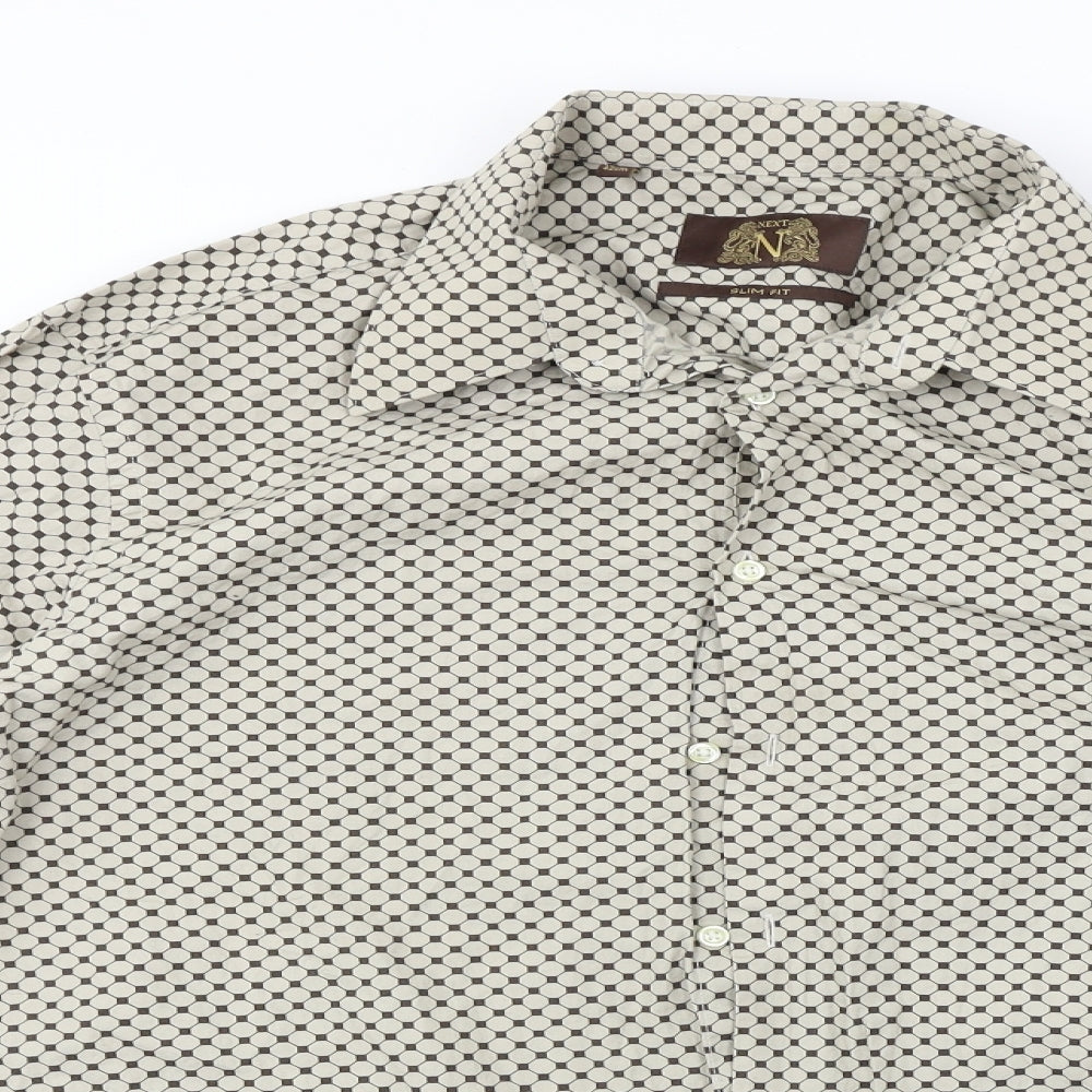 NEXT  Mens Beige    Button-Up Size 16