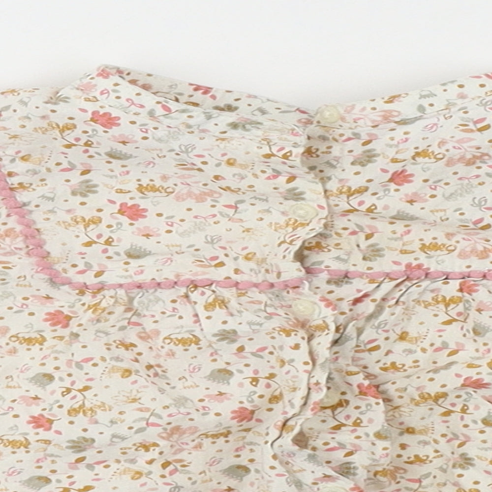 Preworn Girls White Floral  Basic Button-Up Size 12-18 Months