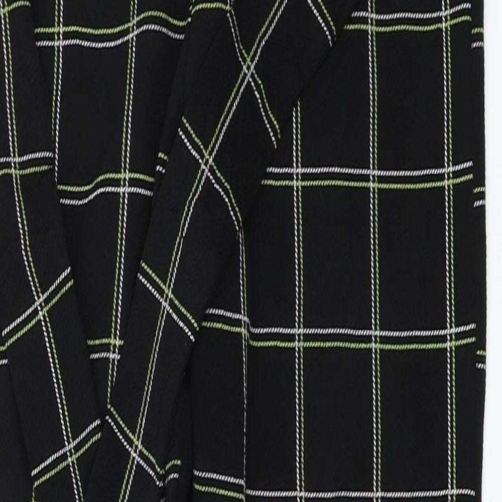 PRETTYLITTLETHING Womens Black Check  Trousers  Size 10 L25 in