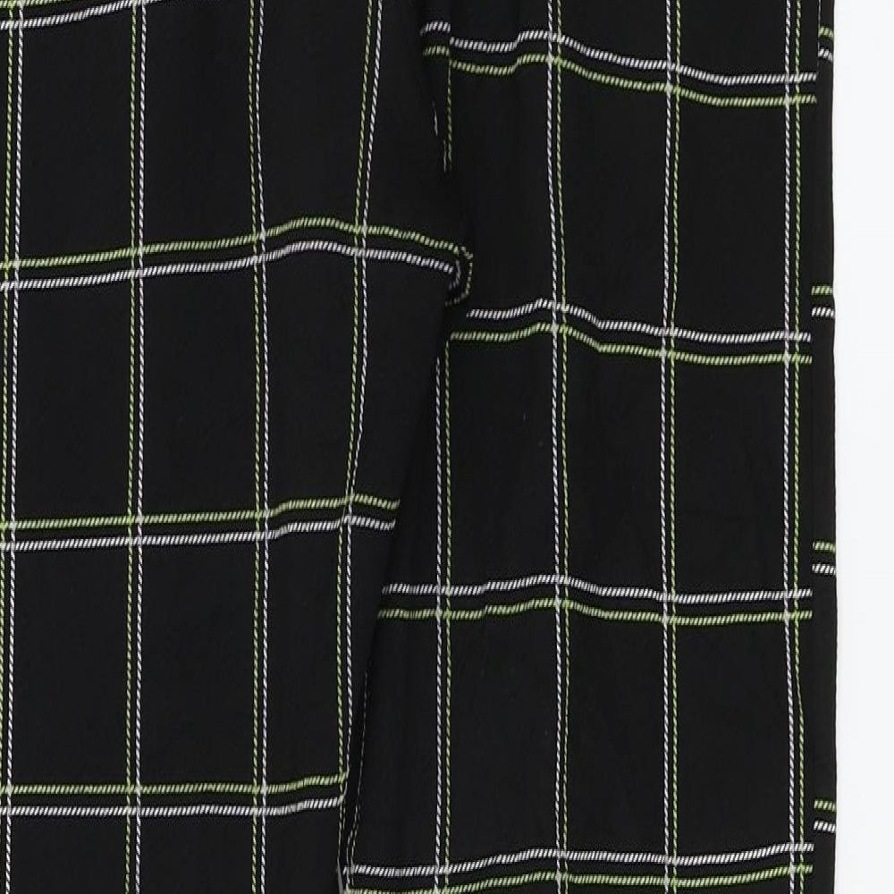 PRETTYLITTLETHING Womens Black Check  Trousers  Size 10 L25 in
