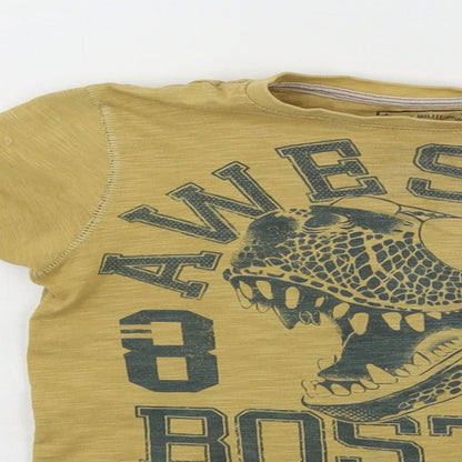 Close-up detail of Next girls’ beige basic t-shirt, size 3, years