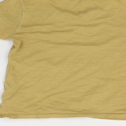 Brand and care label for Next girls’ beige basic t-shirt, size 3, years