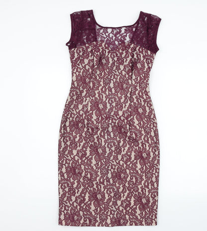 Next Womens Purple Geometric  A-Line  Size 8