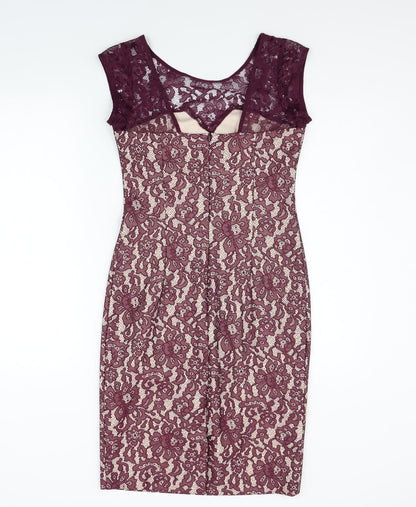 Next Womens Purple Geometric  A-Line  Size 8