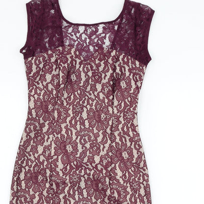 Next Womens Purple Geometric  A-Line  Size 8