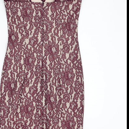 Next Womens Purple Geometric  A-Line  Size 8