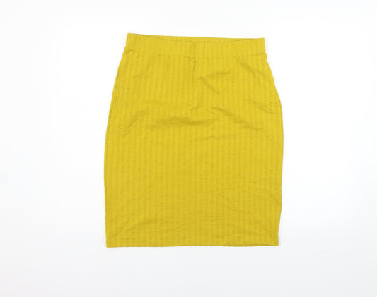 Jaqueline de Yong Womens Yellow   A-Line Skirt Size L