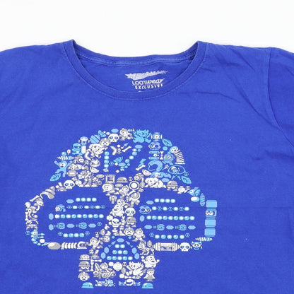 Preloved MEGAMAN Womens Blue   Basic T-Shirt Size 2XL - Detail