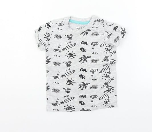 Primark Girls Grey Geometric  Basic T-Shirt Size 12-18 Months
