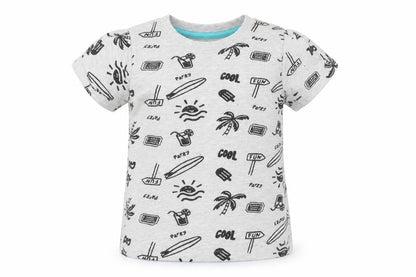 Front view of Primark girls’ grey geometric basic t-shirt, size 12-18, months