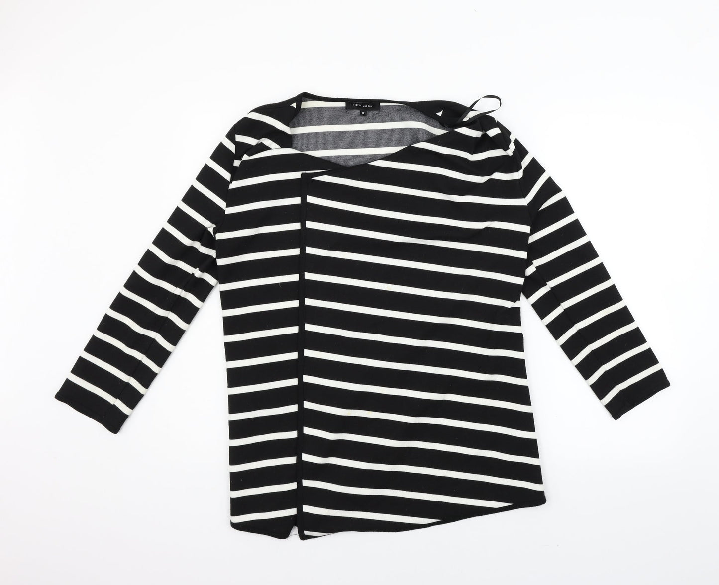 New Look Womens Black Striped  Cardigan Jumper Size 12