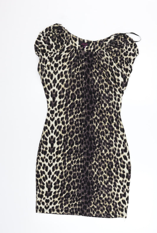 Lila Womens Beige Animal Print  A-Line  Size 8