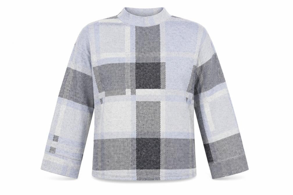 M&Co Womens Blue Check  Pullover Jumper Size 10