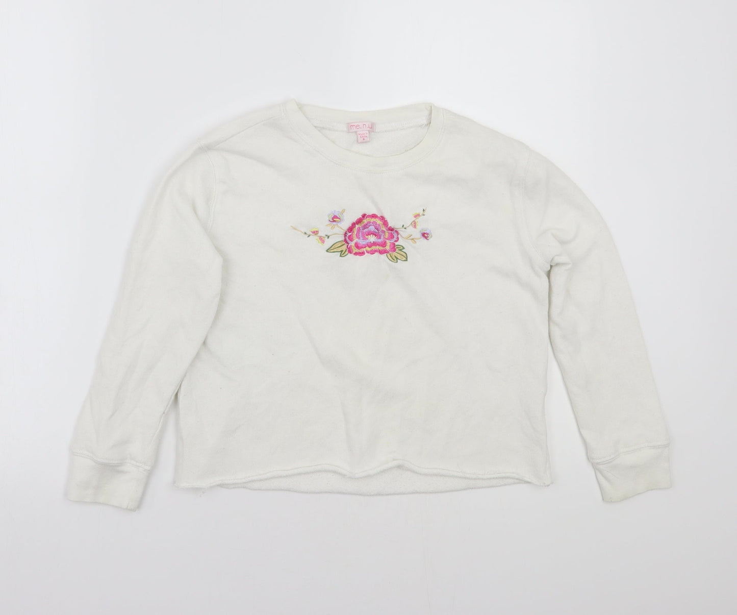 Menu Girls White  Rayon Pullover Jumper Size 8 Years