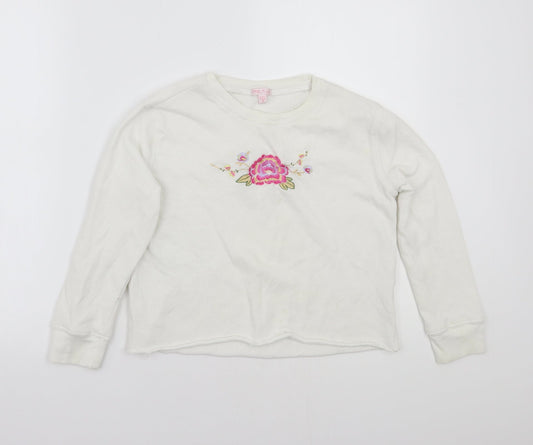 Menu Girls White  Rayon Pullover Jumper Size 8 Years