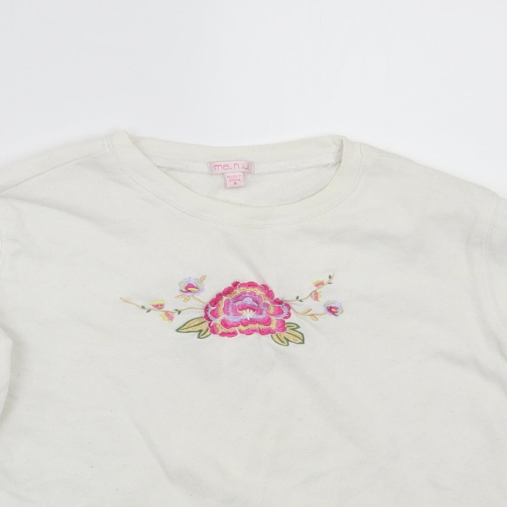 Menu Girls White  Rayon Pullover Jumper Size 8 Years