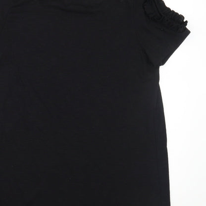 Brand and care label for Papaya women’s black basic t-shirt, size M