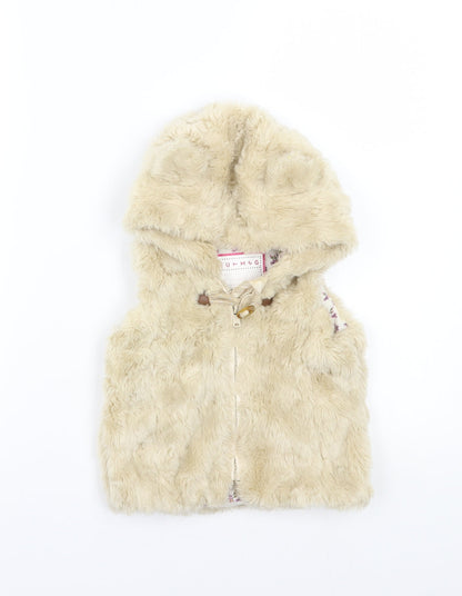 Additional front view of Nutmeg girls’ beige gilet coat, size 2, years
