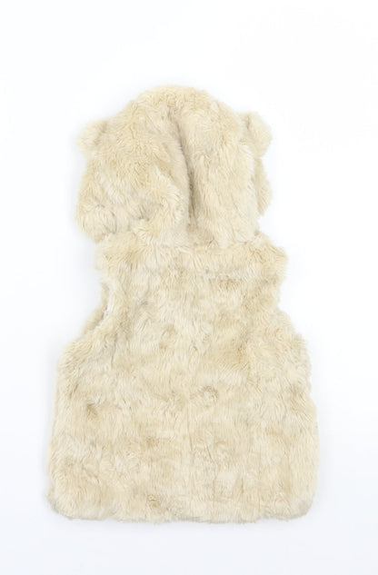 Back view of Nutmeg girls’ beige gilet coat, size 2, years