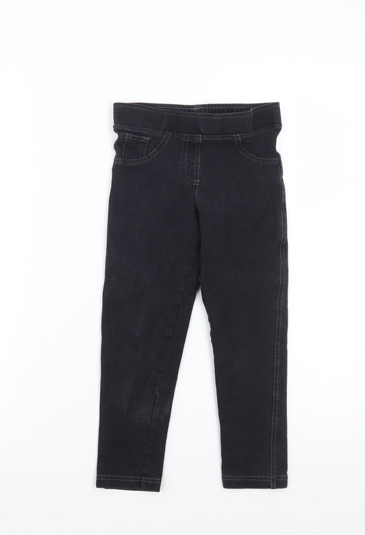 Marks and Spencer Girls Black   Straight Jeans Size 6-7 Years