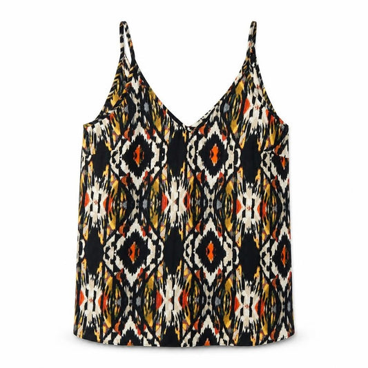 Papaya Womens Black Geometric  Basic Tank Size 10