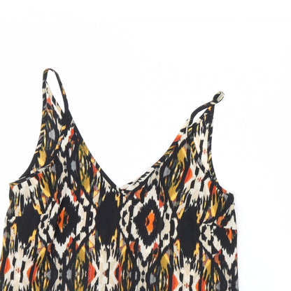 Close-up detail of Papaya women’s black geometric basic tank, size UK 10