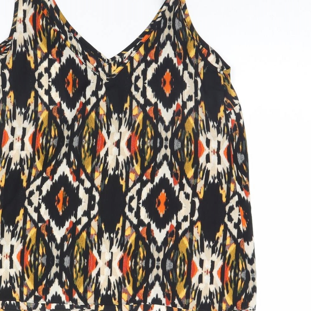 Papaya Womens Black Geometric  Basic Tank Size 10