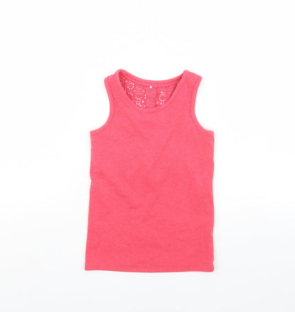Additional front view of George girls’ pink basic tank, size 7, years