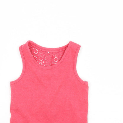 Close-up detail of George girls’ pink basic tank, size 7, years
