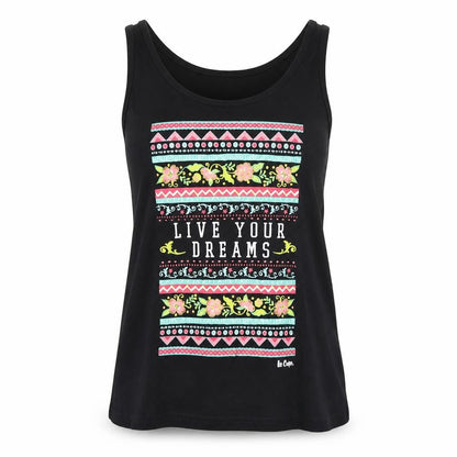 Front view of Lee Cooper women’s black basic tank, size UK 8