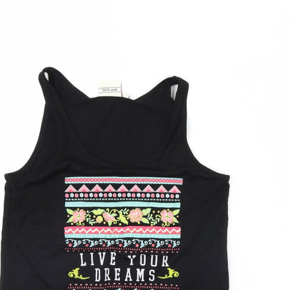 Close-up detail of Lee Cooper women’s black basic tank, size UK 8
