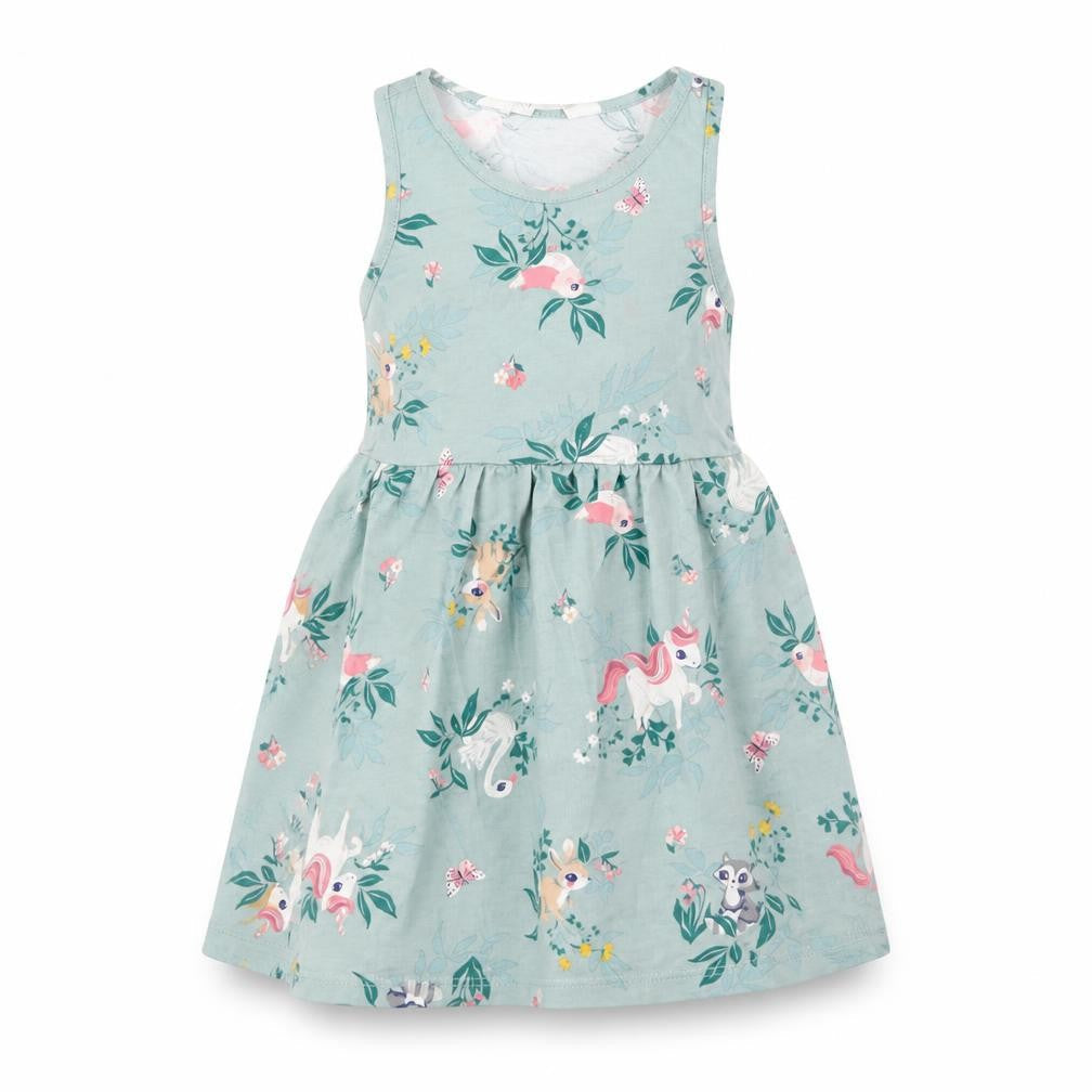 H&M Girls Green Floral  Fit & Flare  Size 2 Years