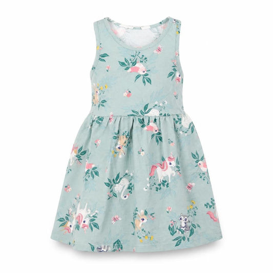 H&M Girls Green Floral  Fit & Flare  Size 2 Years