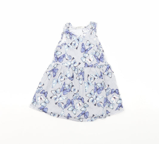 H&M Girls Blue Animal Print  Fit & Flare  Size 2 Years