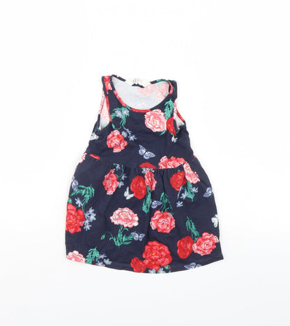 Additional front view of h7M girls’ blue floral fit & flare, size 2, years
