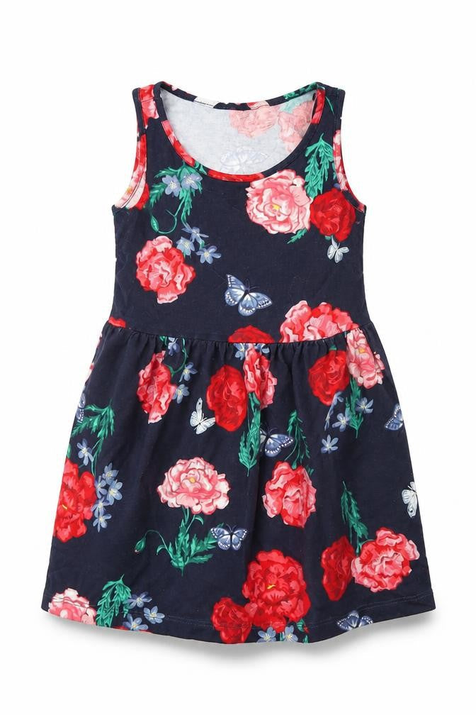 h7M Girls Blue Floral  Fit & Flare  Size 2 Years
