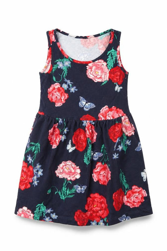 h7M Girls Blue Floral  Fit & Flare  Size 2 Years