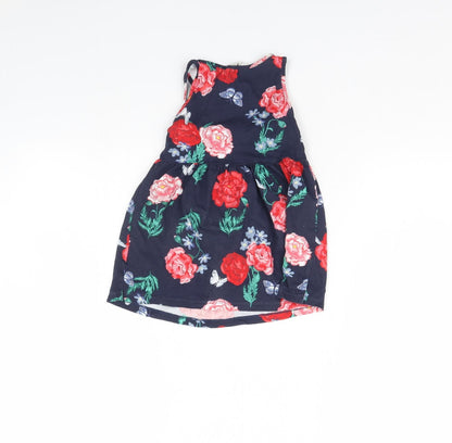 Back view of h7M girls’ blue floral fit & flare, size 2, years