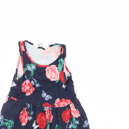 Close-up detail of h7M girls’ blue floral fit & flare, size 2, years