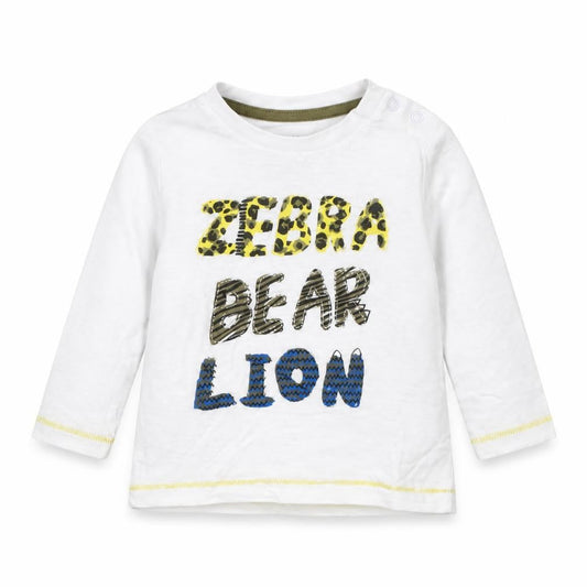 Front view of Mothercare girls’ white basic t-shirt, size 9-12, months - animal