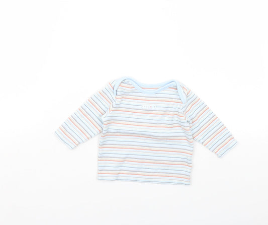m&s Boys Blue Striped  Basic T-Shirt Size 0-3 Months