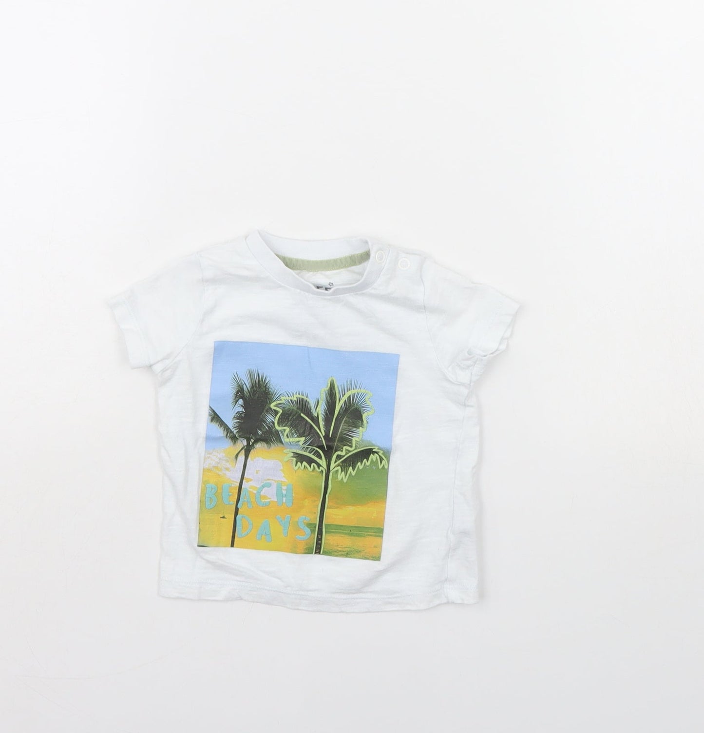 Fred & flo Baby White   Basic T-Shirt Size 3-6 Months  - beach days