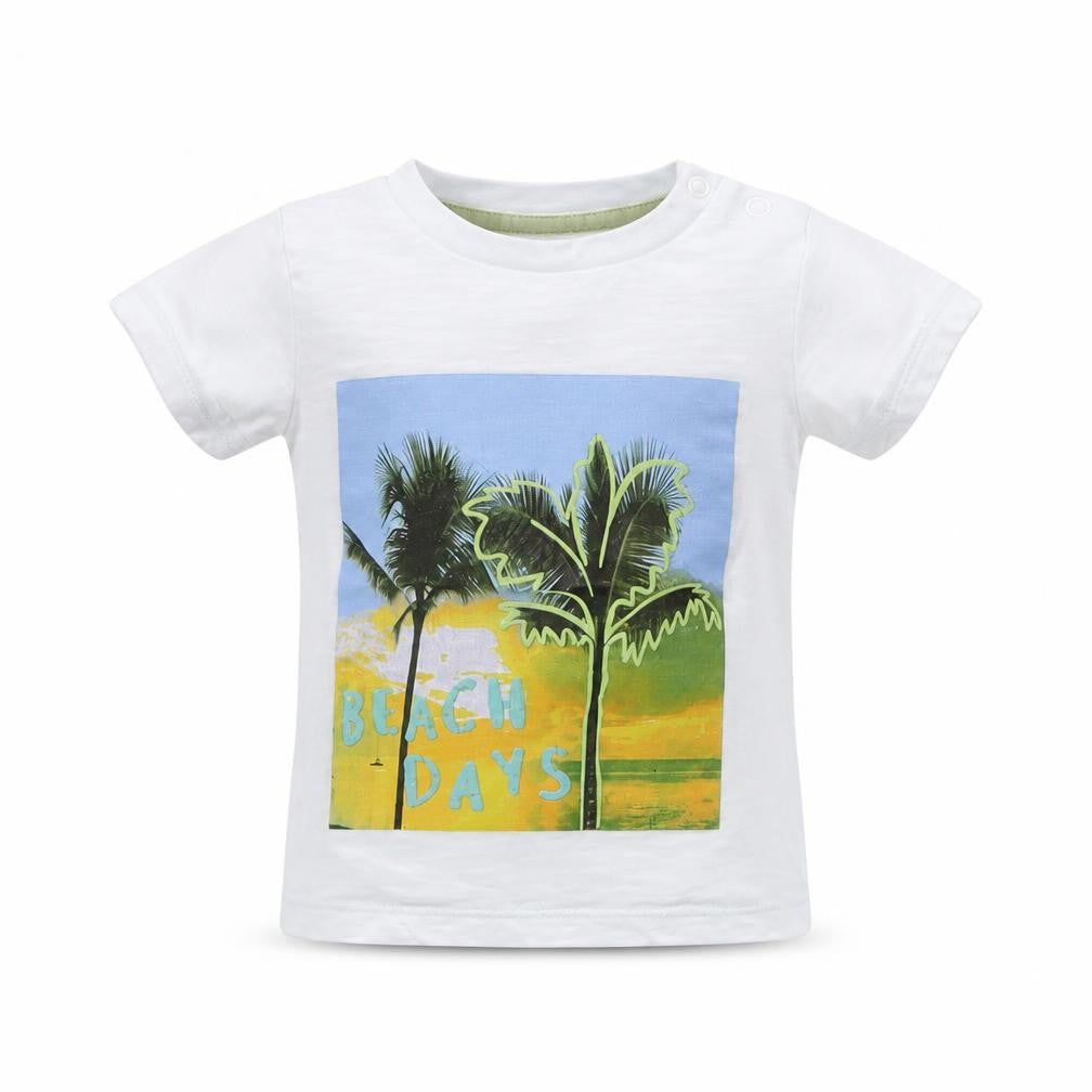 Fred & flo Baby White   Basic T-Shirt Size 3-6 Months  - beach days